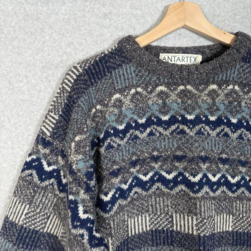 Antartex Sweater Mens XL Wool Silk Vintage 90s Patterned